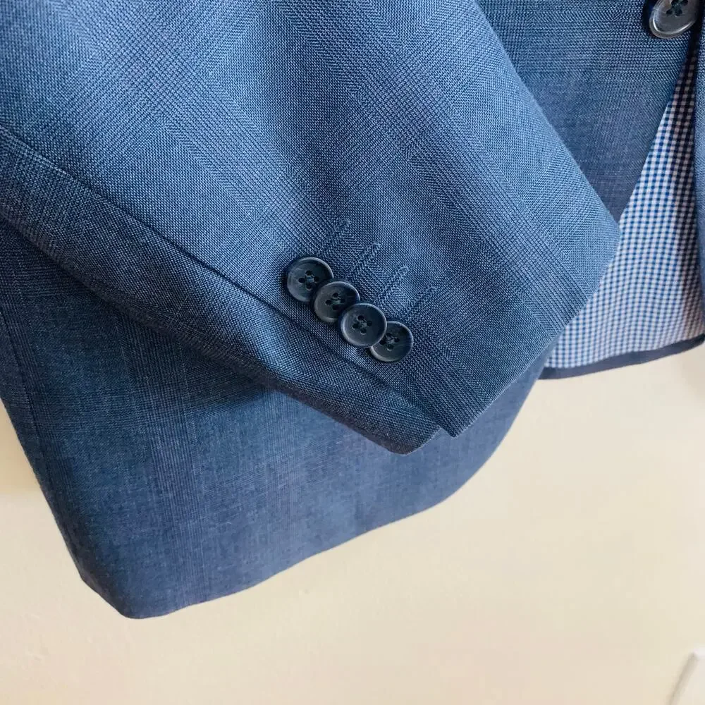Banana Republic Tailored Slim Fit Blue Sport Coat Blazer 44R & Pants 34x32 Suit